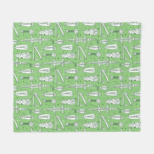 Sketch Crocodile Pattern Fleece Deken (Voorkant (Horizontaal))