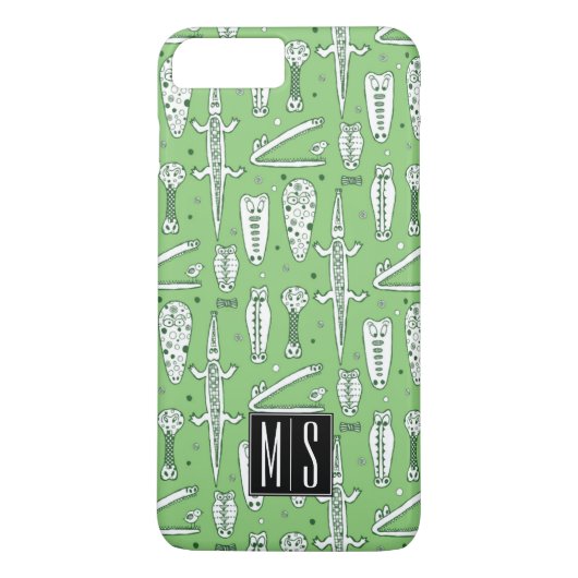 Sketch Crocodile Pattern | Monogram Case-Mate iPhone Case (Achterkant)