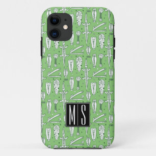 Sketch Crocodile Pattern   Monogram iPhone 11 Hoesje