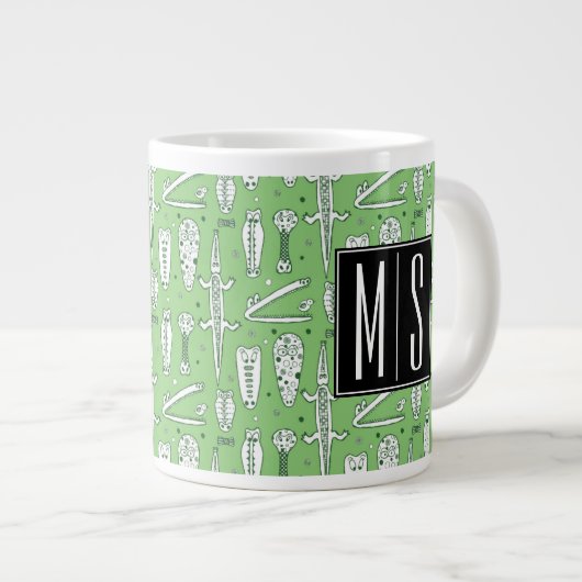 Sketch Crocodile Pattern | Monogram Grote Koffiekop (Voorkant rechts)