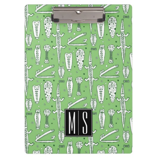 Sketch Crocodile Pattern | Monogram Klembord (Voorkant)