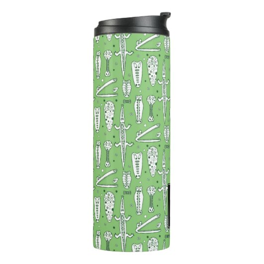 Sketch Crocodile Pattern | Monogram Thermosbeker (Gedraaid links)