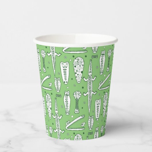 Sketch Crocodile Pattern Papieren Bekers (Links)