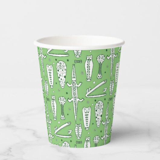 Sketch Crocodile Pattern Papieren Bekers (Voorkant)