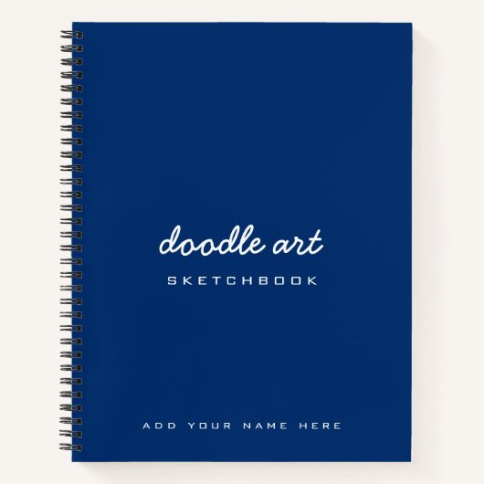 Sketch doodle art name sketchbook indigo blauw notitieboek (Voorkant)