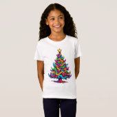Sketch Doodle Stijlvolle kerstboom T-shirt (Voorkant volledig)