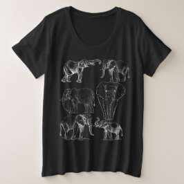  Sketch Elephant - Handgetekende Wildlife Grote Maat T-shirt