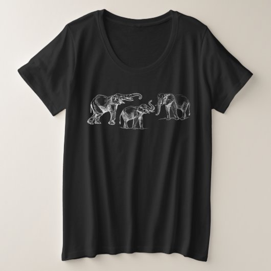  Sketch Elephant - Handgetekende Wildlife Grote Maat T-shirt (Design voorkant)