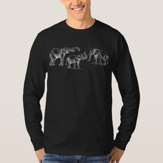 Sketch Elephant - Handgetekende Wildlife T-shirt (Voorkant)