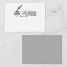 Sketch Faux Silver Quill Pen Script Notitiekaartje