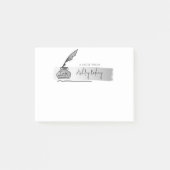 Sketch Faux Silver Quill Pen Script Post-it® Notes (Voorkant)