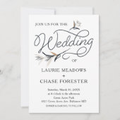 Sketch Floral Minimal Boho Wedding Invitation Kaart (Voorkant)