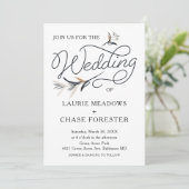 Sketch Floral Minimal Boho Wedding Invitation Kaart (Staand voorkant)