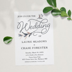 Sketch Floral Minimal Boho Wedding Invitation Kaart