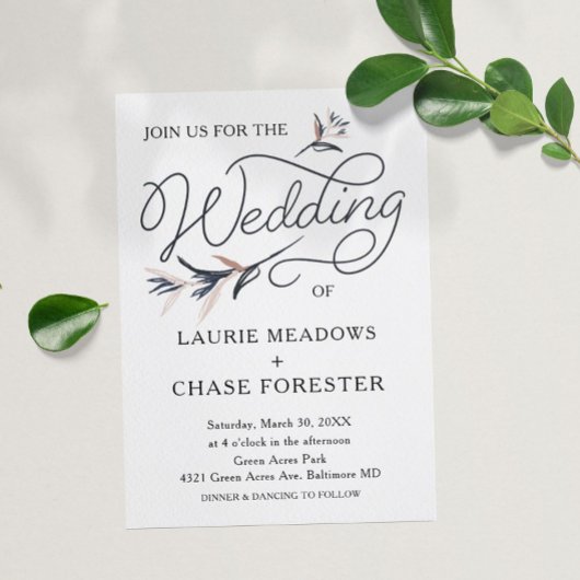 Sketch Floral Minimal Boho Wedding Invitation Kaart