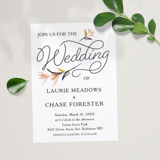Sketch Floral Minimal Boho Wedding Invitation Kaart