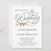 Sketch Floral Minimal Boho Wedding Invitation Kaart (Voorkant)