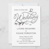 Sketch Floral Minimal Boho Wedding Invitation Kaart (Voorkant)