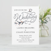 Sketch Floral Minimal Boho Wedding Invitation Kaart (Staand voorkant)