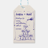 Sketch Funky Champagne bruiloft dank u Cadeaulabel (Voorkant)