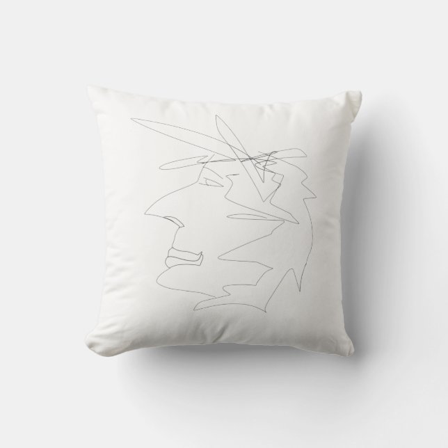 Sketch Head Weird Face Cushion Kussen (Voorkant)