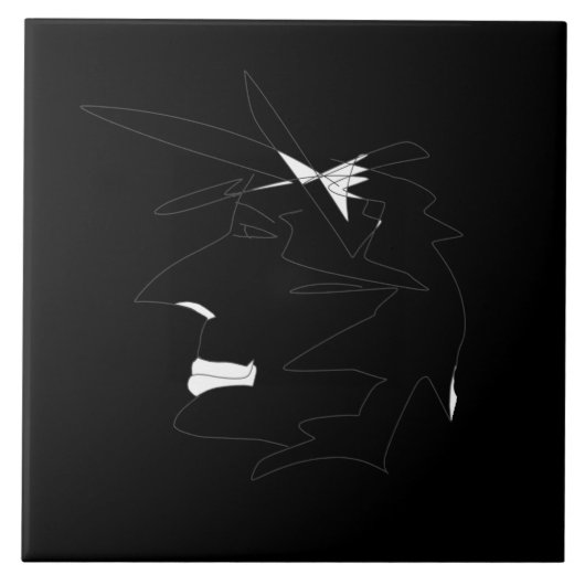 Sketch Head Weird Face Minimalism Tegeltje (Voorkant)