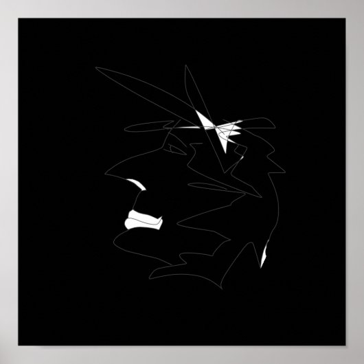 Sketch Head Weird Face Wild Hairstyle Poster (Voorkant)