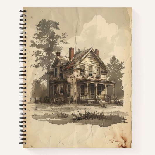 sketch House on Distressed Paper Notitieboek (Voorkant)