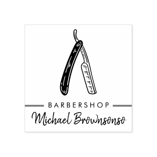Sketch Logo Razor Male Hairdresser Barbershop Pole Rubberstempel (Afrduk)