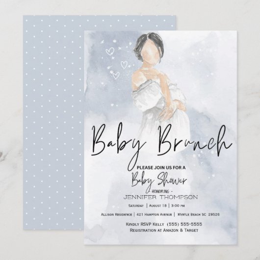 Sketch Ma Baby Brunch Blue Baby shower Kaart (Voorkant / Achterkant)
