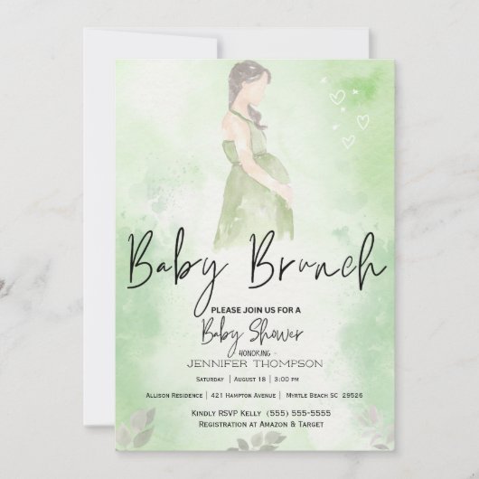Sketch Ma Green Baby Brunch Baby shower Kaart (Voorkant)