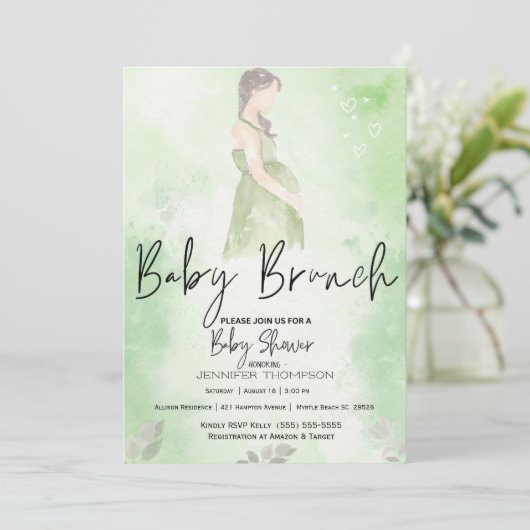 Sketch Ma Green Baby Brunch Baby shower Kaart (Staand voorkant)
