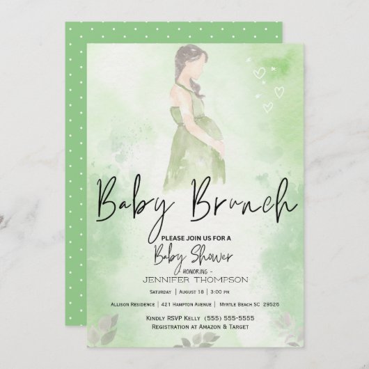 Sketch Ma Green Baby Brunch Baby shower Kaart (Voorkant / Achterkant)