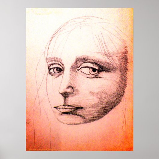 "Sketch of a girl" (sangria) , A study of da Vinci Poster (Voorkant)