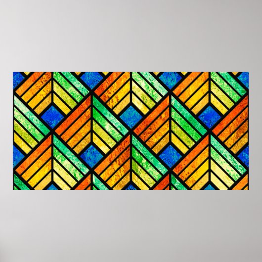 Sketch of a stained glass window. Seamless pattern Poster (Voorkant)