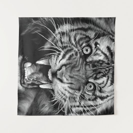 Sketch of a wild tiger in black and whiteblack,whi wandkleed (Voorkant (horizontaal))