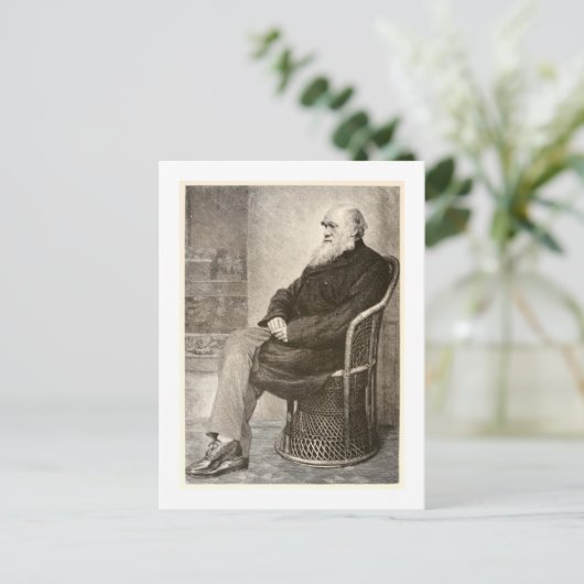 Sketch of Charles Darwin, published in 1891 Briefkaart (Staand voorkant)