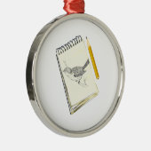 Sketch Pad Bird Metalen Ornament (Rechts)