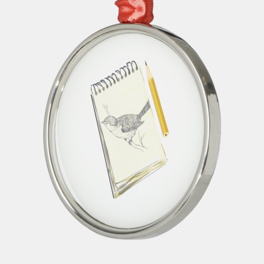 Sketch Pad Bird Metalen Ornament (Links)