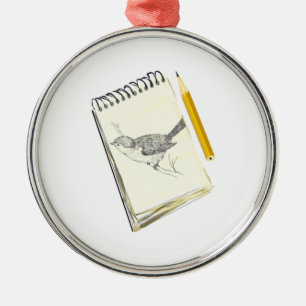 Sketch Pad Bird Metalen Ornament