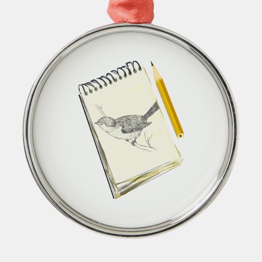 Sketch Pad Bird Metalen Ornament (Voorkant)