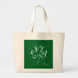 Sketch Shamrock – Hand-Drawn Irish Clover Design Grote Tote Bag