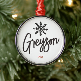 Sketch Snowflake Aangepaste naam Kerstmis Metalen Ornament
