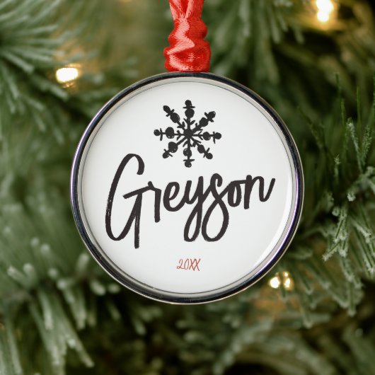 Sketch Snowflake Aangepaste naam Kerstmis Metalen Ornament (Boom)