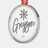 Sketch Snowflake Aangepaste naam Kerstmis Metalen Ornament (Links)