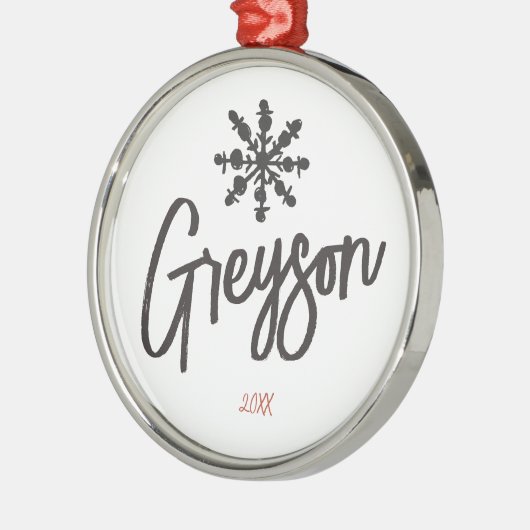 Sketch Snowflake Aangepaste naam Kerstmis Metalen Ornament (Links)