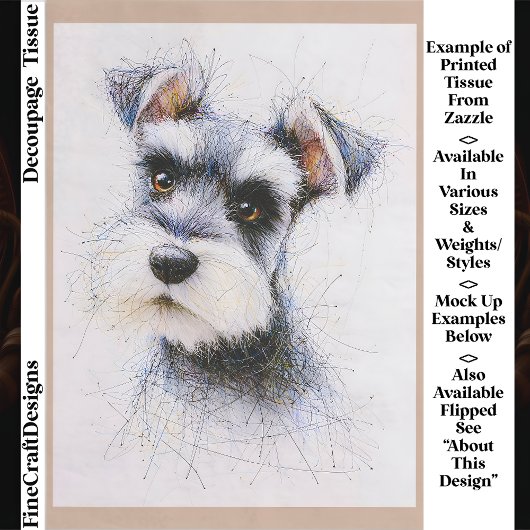 Sketch Style Cute Schnauzer Dog EW4L Decoupage Tissuepapier