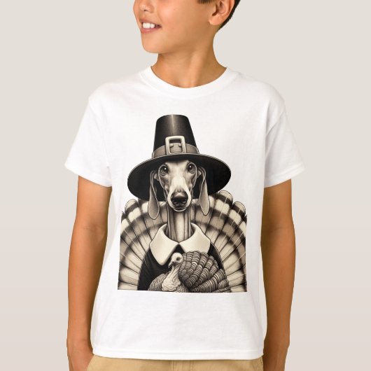 Sketch Thanksgiving Greyhound feest T-shirt (Voorkant)
