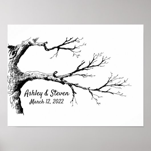 Sketch Thumbprint Tree Guest Book Poster (Voorkant)