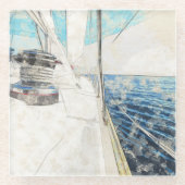 Sketch van zeilschip surfen door Zee Glazen Onderzetter (Voorkant)